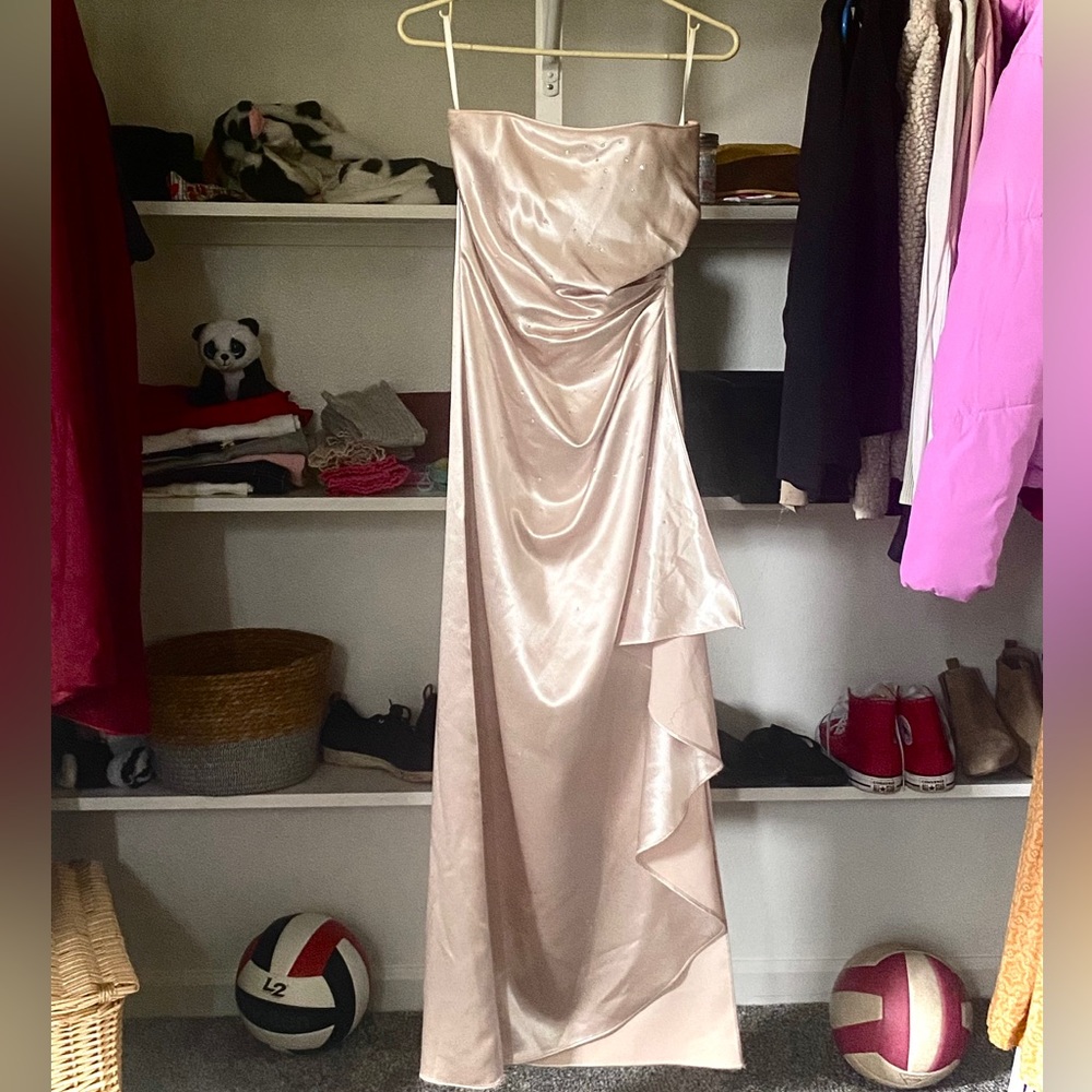 Vintage Jessica McClintock strapless dress - beige || size 2